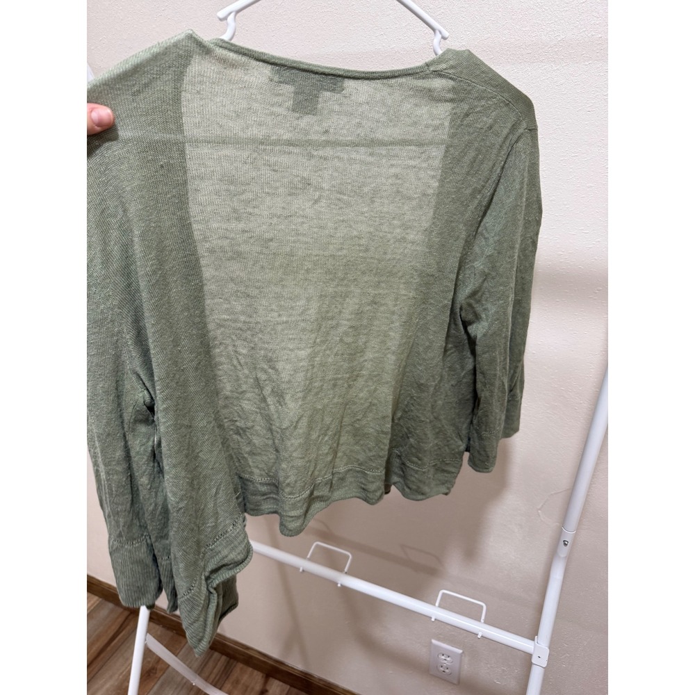 TOMMY BAHAMA 100% Linen Lea Cardigan (light olive) Green Bell Sleeve Open Front - Picture 5 of 5